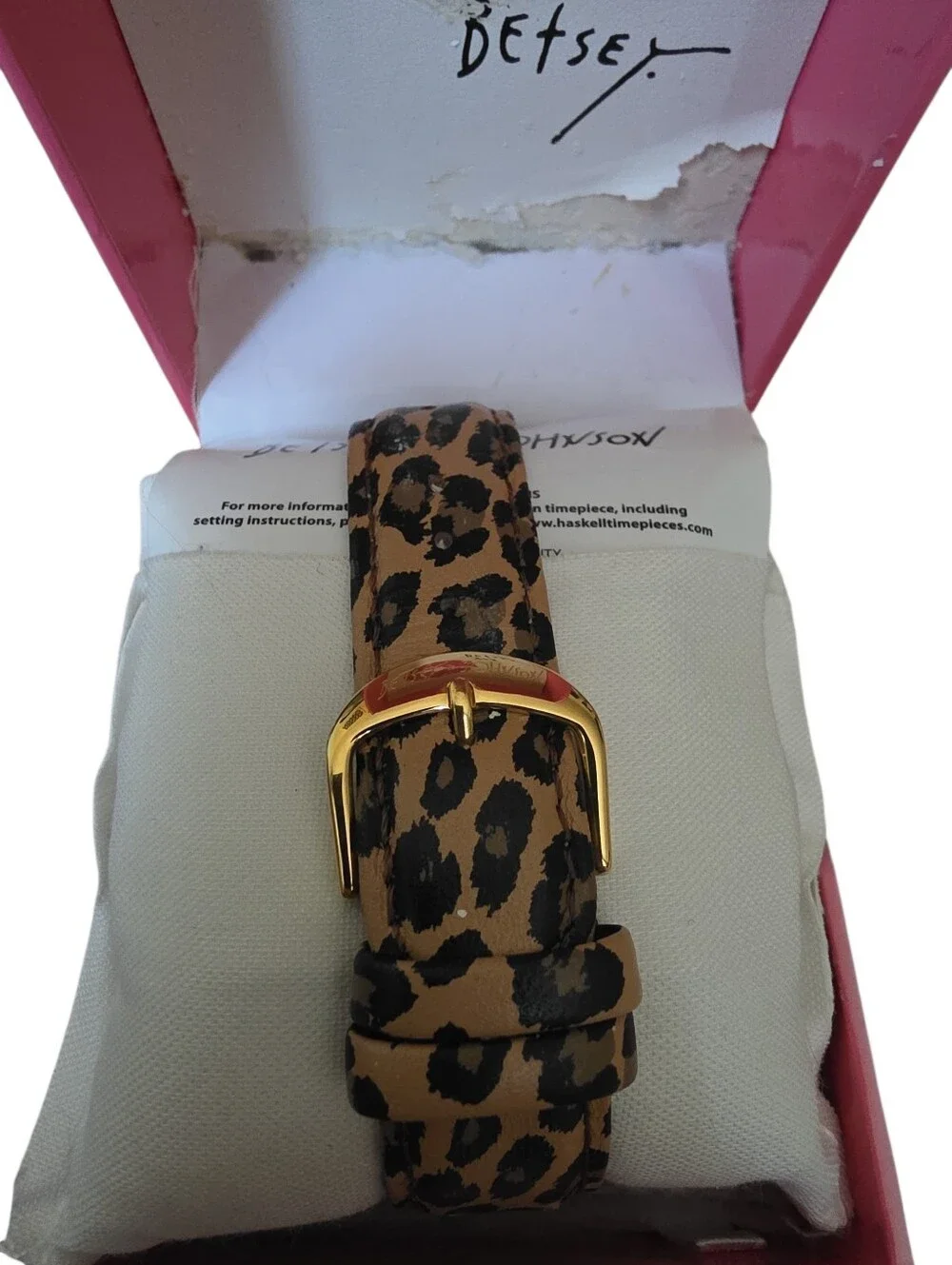 Betsey Johnson Leopard Pineapple Watch - Pink/Brown Strap